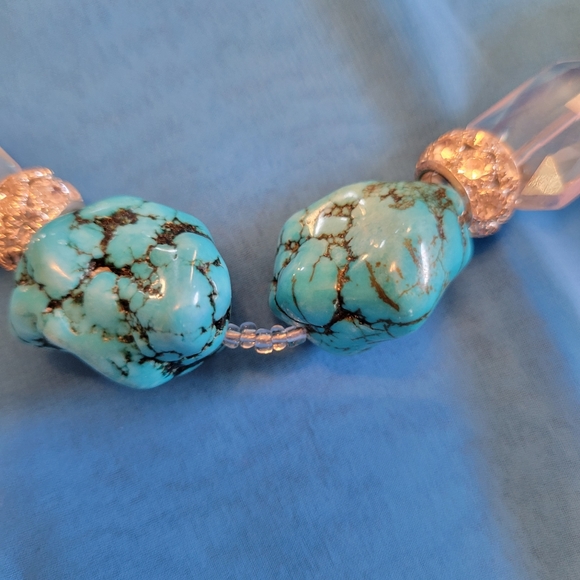Stunning Beachy Glam Faux Turquoise & Sparkly Bauble Necklace ~ Wow! - Picture 16 of 16